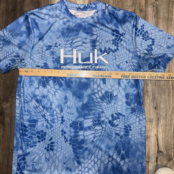 Huk Kryptek Icon Performance Fishing Shirt Men M Blue Camouflage Short Sleeve - Picture 4 of 4